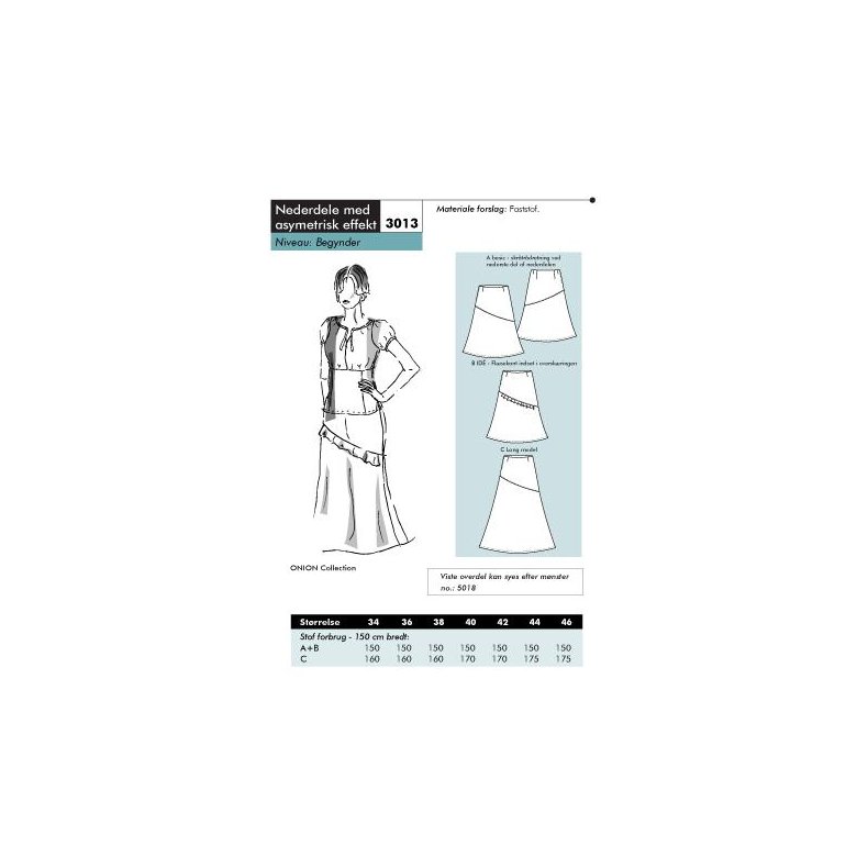 Onion 3013 Nederdel med asymmetrisk effekt